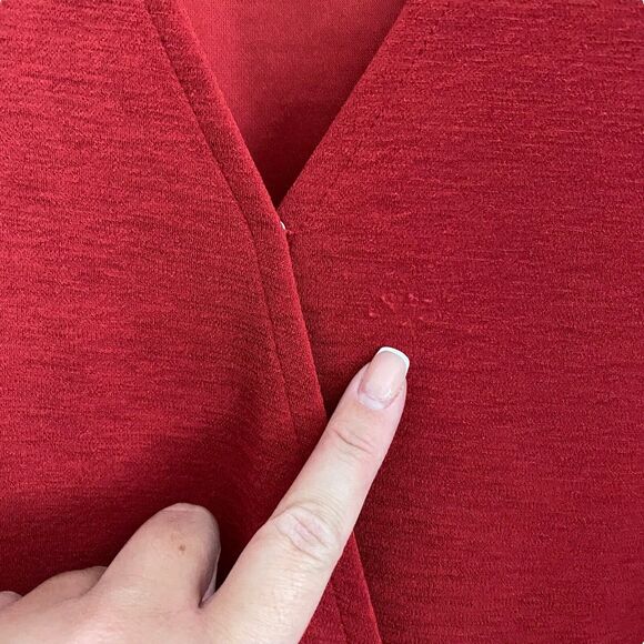 Madewell Small Blouse Crepe Wrap Top Red Balloon Sleeve Texture - Picture 3 of 8